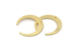 Gold Moon Charm, 4 Textured Gold Brass Crescent Moon Charms With 1 Hole, Connectors (27x25x1mm) D931