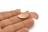 Semi Circle Charm, 4 Rose Gold Plated Brass Half Moon Blanks With 2 Holes, Earrings, Pendants (24x13x0.80mm) D918