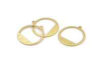 Gold Round Charm, 6 Gold Plated Brass Textured Round Charms With 1 Loop, Earrings, Findings (22x21x0,70mm) D0772
