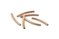 Rose Gold Tube, 24 Rose Gold Plated Brass Curved Tubes (2x25mm) D0202