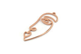 Rose Gold Face Charm, 4 Rose Gold Plated Brass Face Charms With 1 Loop, Pendants, Earrings, Findings (41x16x1mm) D0627 Q1110