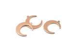 Rose Gold Moon Pendant, 4 Rose Gold Plated Brass Moon Pendants With 1 Loop (20x17x1mm) D0567