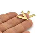 Gold V Shape, 4 Gold Plated Brass V Shaped Charms With 2 Holes, Pendants, Findings (20x18x1mm) D0684