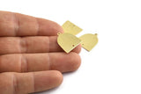 Brass D Shape,  24 Raw Brass D Shape Charms With 1 Loop And 1 Hole (18x17x0.50mm) M1051