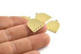 Brass D Shape,  24 Raw Brass D Shape Charms With 1 Loop And 5 Holes (18x17x0.50mm) M1056