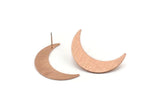 Rose Gold Moon Earring, 2 Textured Rose Gold Plated Brass Crescent Moon Stud Earrings (35x9x0.80mm) M172 A1582 H0299