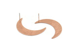 Rose Gold Moon Earring, 2 Textured Rose Gold Plated Brass Crescent Moon Stud Earrings (35x9x0.80mm) M172 A1582 H0299