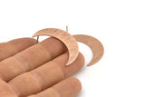 Rose Gold Moon Earring, 2 Textured Rose Gold Plated Brass Crescent Moon Stud Earrings (35x9x0.80mm) M172 A1582 H0299