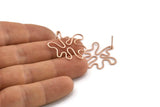 Rose Gold Leaf Earring, 4 Rose Gold Plated Brass Leaf Stud Earrings (26x21x0.60mm) D0776 A1215 Q1019