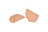 Semi Circle Earring, 2 Rose Gold Plated Brass Half Moon Stud Earrings (26.5x17.5x0.50mm) D986 A1307 Q1065