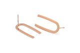 Rose Gold Geometric Earring, 4 Rose Gold Plated Brass U Shaped Stud Earrings (27x13x0.50mm) D1346 A1410 Q1108