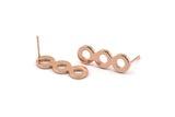 Rose Gold Circle Earring, 4 Rose Gold Plated Brass Round Stud Earrings (24x8x1.5mm) D1070 A1276 Q1037