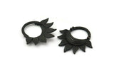 Black Flower Pendant, 3 Oxidized Black Brass Sunflower Charms (30x29x4mm) E244