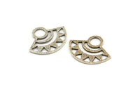 Silver Ethnic Charm, 2 Antique Silver Plated Brass Charms, Silver Pendants, Findings (32x26x1mm) E664