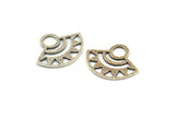 Silver Ethnic Charm, 2 Antique Silver Plated Brass Charms, Silver Pendants, Findings (32x26x1mm) E664