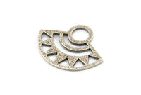 Silver Ethnic Charm, 2 Antique Silver Plated Brass Charms, Silver Pendants, Findings (32x26x1mm) E664