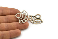 Silver Ethnic Charm, 2 Antique Silver Plated Brass Charms, Silver Pendants, Findings (32x26x1mm) E664