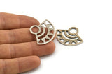 Silver Ethnic Charm, 2 Antique Silver Plated Brass Charms, Silver Pendants, Findings (32x26x1mm) E664