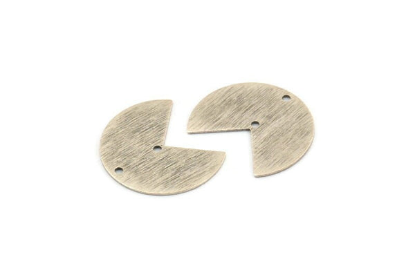 Silver Geometric Charm, 12 Textured Antique Silver Plated Brass Pizza Slice Charms With 2 Holes, Connectors (20x17x0.50mm) D1090 H1391