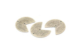 Silver Geometric Charm, 12 Textured Antique Silver Plated Brass Pizza Slice Charms With 2 Holes, Connectors (20x17x0.50mm) D1090 H1391