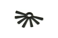 Black Sun Pendant, 2 Textured Oxidized Black Brass Pendants With 1 Loop (34x24x2.2mm) E208