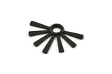 Black Sun Pendant, 2 Textured Oxidized Black Brass Pendants With 1 Loop (34x24x2.2mm) E208
