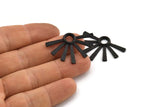 Black Sun Pendant, 2 Textured Oxidized Black Brass Pendants With 1 Loop (34x24x2.2mm) E208