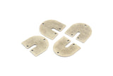 Silver Geometric Charm, 12 Textured Antique Silver Plated Brass U Shaped Charms With 3 Holes (16x17x0.50mm) D0586