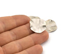 Silver Wavy Disc, 6 Antique Silver Plated Brass Wavy Discs With 1 Hole (22mm) D0573