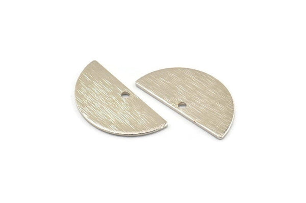 Silver Semi Circle, 8 Textured Silver Tone Brass Half Moon Charms With 1 Hole, Pendants (21x10.5x0.80mm) D0596 H0782