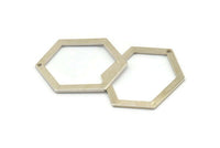 Silver Hexagon Charm, 4 Silver Tone Hexagon Charms With 1 Hole, Pendants, Findings (33x24.5x1mm) E074 H1215