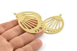 Brass Drop Charm, 4 Raw Brass Moon Phases Charms With 1 Loop, Pendants (49x36x0.80mm) M1008