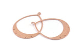 Copper Drop Charm, 2 Raw Copper Drop Charms With 1 Loop And 5 Holes, Pendants (49x36x0.80mm) M1038