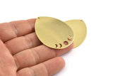 Brass Drop Charm, 2 Raw Brass Moon Phases Charms With 1 Hole, Findings (45x36x0.80mm) M1004