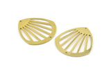 Brass Drop Charm, 2 Raw Brass Drop Charms With 2 Holes, Connectors (36x33x0.80mm) M723