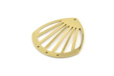 Brass Drop Charm, 2 Raw Brass Drop Charms With 4 Holes, Connectors (36x33x0.80mm) M983