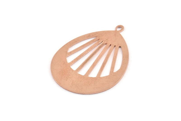 Copper Drop Charm, 2 Raw Copper Drop Charms With 1 Loop, Pendants (49x36x0.80mm) M1033