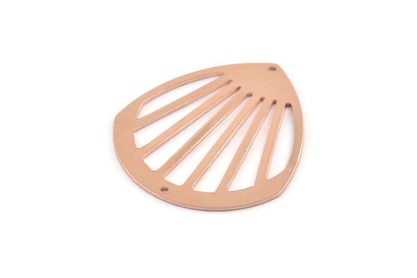 Copper Drop Charm, 2 Raw Copper Drop Charms With 2 Holes, Findings (36x33x0.80mm) M1028