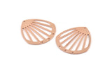 Copper Drop Charm, 2 Raw Copper Drop Charms With 4 Holes, Findings (36x33x0.80mm) M1031