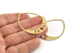 Brass Drop Blank, 2 Raw Brass Moon Phases Blanks, Findings (45x36x0.80mm) M1006