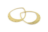 Brass Drop Charm, 2 Raw Brass Drop Charms With 5 Holes (45x36x0.80mm) M1010