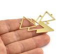 Brass Triangle Charm, 6 Raw Brass Triangle Charms With 1 Loop (49x21x1mm) M01119