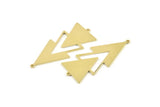Brass Triangle Charm, 6 Raw Brass Triangle Charms With 2 Loops (51x21x1mm) M01113