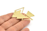 Brass Triangle Charm, 6 Raw Brass Triangle Charms With 3 Holes (47x21x1mm) M01108