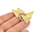 Brass Triangle Charm, 6 Raw Brass Triangle Charms With 4 Holes (47x21x1mm) M01109