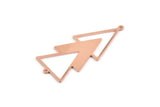 Copper Triangle Charm, 4 Raw Copper Triangle Charms With 2 Loops (51x21x1mm) M1088