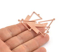 Copper Triangle Charm, 4 Raw Copper Triangle Charms With 2 Loops (51x21x1mm) M1088