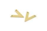 Brass V Shape, 24 Raw Brass V Shaped Charms With 2 Holes, Pendants, Findings (20x18x1mm) D0684