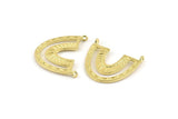 Brass Charm, Raw Brass, Brass Pendants, Charm Pendants, Brass U Shape Charms With 2 Loops (26x23x1.2mm) N1448