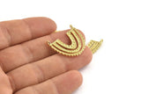 Brass Charm, Raw Brass, Brass Pendants, Charm Pendants, Brass U Shape Charms With 2 Loops (24x22x1.2mm) N1449